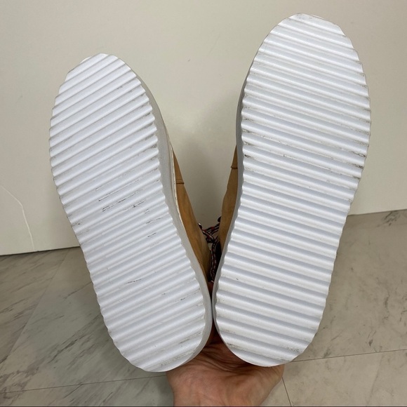 New! Schutz Marlua Platform Lace Up Tan White Boot 8B - Picture 14 of 15